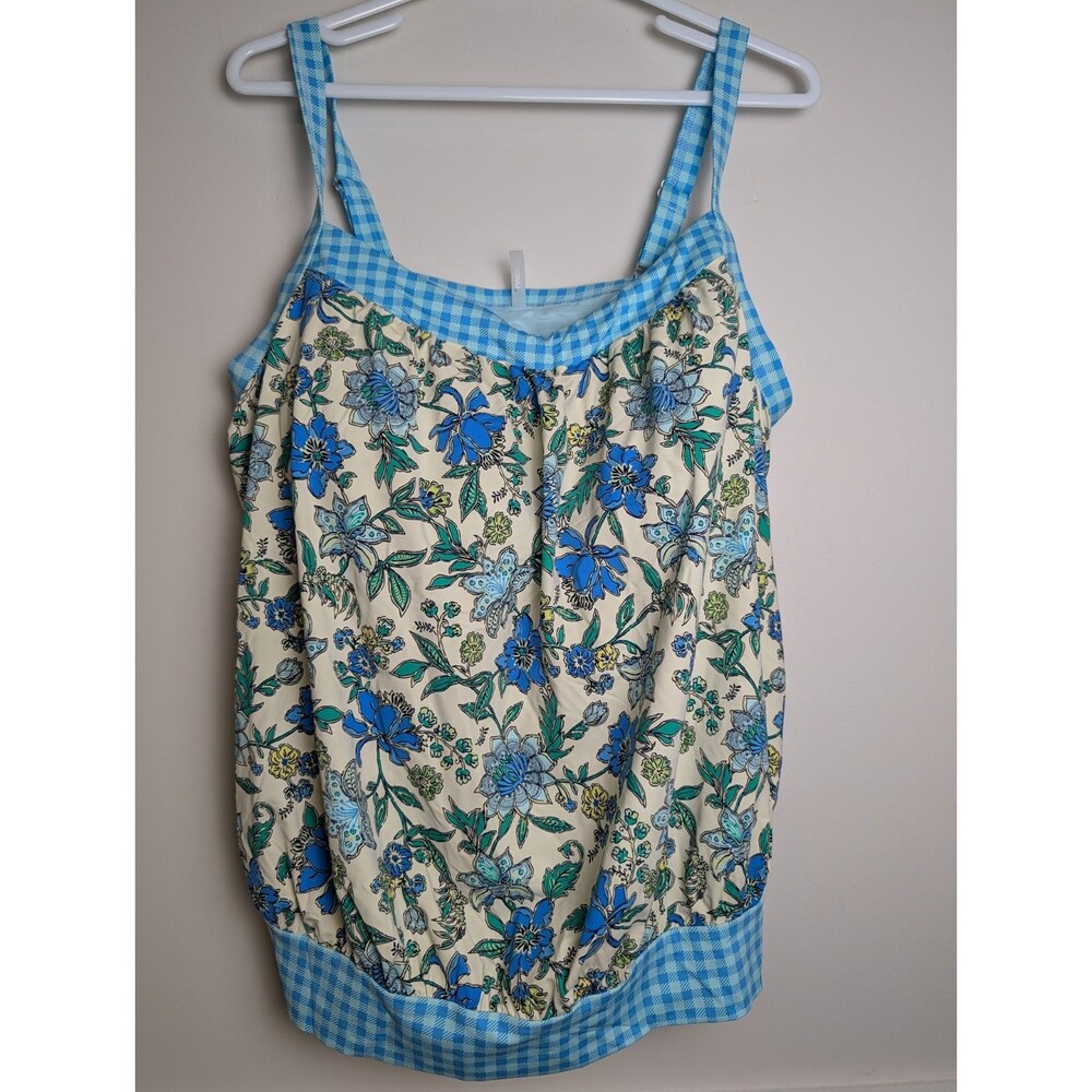 Lands End Tankini Top Swimsuit Swimwear Adjustable Straps Built in Cups Size 20W